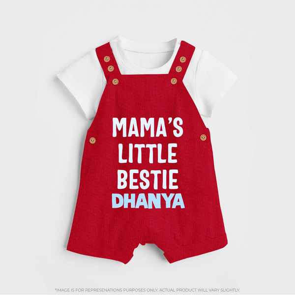 Mama's Little Bestie Dungaree Set | Custom Baby Dungaree Set for Mama's Little One - RED - 0 - 5 Months Old (Chest 18")