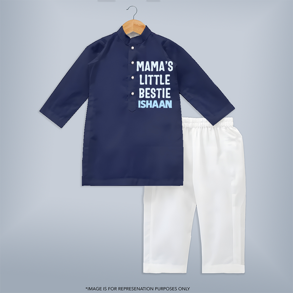 Mama's Little Bestie Kurta Set | Custom Baby Kurta Set for Mama's Little One - NAVY BLUE - 3 - 6 Months Old (Chest 24", Kurta Length 14'', Waist 19", Pant Length 14")