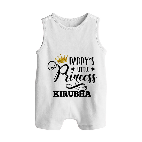 Daddy's Little Princess Romper Suit / Sleeveless Romper | Personalized Baby Romper Suit / Sleeveless Romper for Daddy's Princess - WHITE - 0 - 5 Months Old (Chest 18")