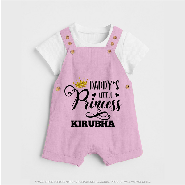 Daddy's Little Princess Dungaree Set | Personalized Baby Dungaree Set for Daddy's Princess - BABY PINK - 0 - 5 Months Old (Chest 18")