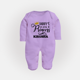 Daddy's Little Princess Sleep Suit / Full Sleeve Body Suit | Personalized Baby Sleep Suit / Full Sleeve Body Suit for Daddy's Princess - LILAC - New Born (Chest 7.5")
