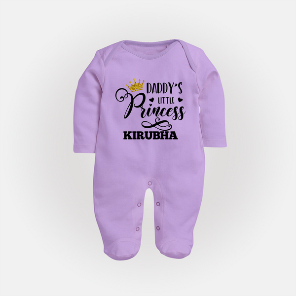 Daddy's Little Princess Sleep Suit / Full Sleeve Body Suit | Personalized Baby Sleep Suit / Full Sleeve Body Suit for Daddy's Princess - LILAC - New Born (Chest 7.5")