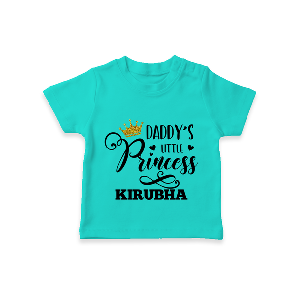 Daddy's Little Princess T-Shirt | Personalized Baby T-Shirt for Daddy's Princess - TEAL - 0-5 Months Old (Chest 17")