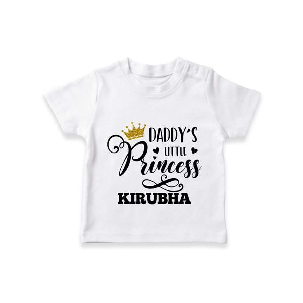 Daddy's Little Princess T-Shirt | Personalized Baby T-Shirt for Daddy's Princess - WHITE - 0-5 Months Old (Chest 17")