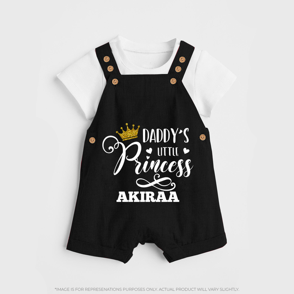 Daddy's Little Princess Dungaree Set | Personalized Baby Dungaree Set for Daddy's Princess - BLACK - 0 - 5 Months Old (Chest 18")