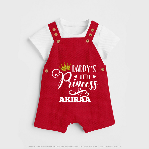 Daddy's Little Princess Dungaree Set | Personalized Baby Dungaree Set for Daddy's Princess - RED - 0 - 5 Months Old (Chest 18")