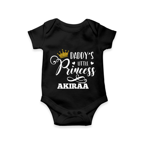Daddy's Little Princess Romper / Onesie | Personalized Baby Romper / Onesie for Daddy's Princess - BLACK - New Born (Chest 14")
