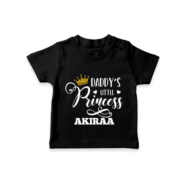 Daddy's Little Princess T-Shirt | Personalized Baby T-Shirt for Daddy's Princess - BLACK - 0-5 Months Old (Chest 17")