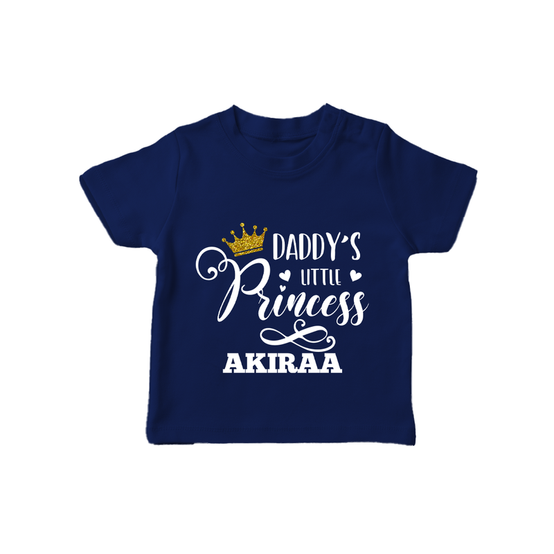 Daddy's Little Princess T-Shirt | Personalized Baby T-Shirt for Daddy's Princess - NAVY BLUE - 0-5 Months Old (Chest 17")