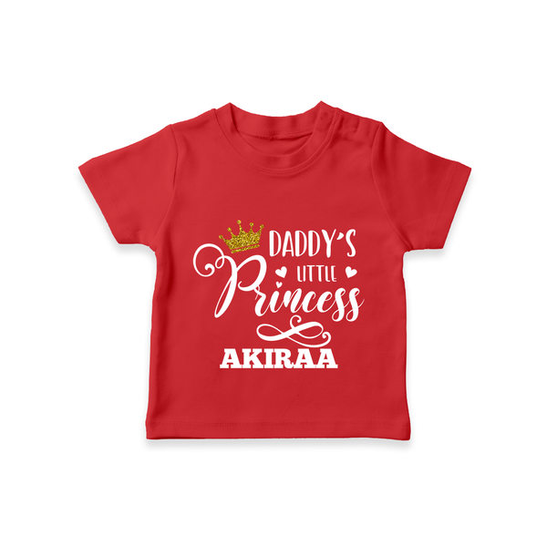 Daddy's Little Princess T-Shirt | Personalized Baby T-Shirt for Daddy's Princess - RED - 0-5 Months Old (Chest 17")