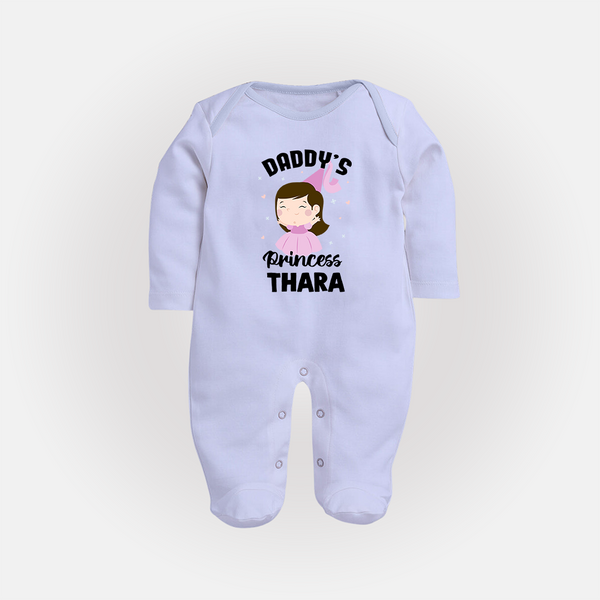 Daddy's Princess Sleep Suit / Full Sleeve Body Suit | Custom Baby Outfit for Daddy's Darling - BABY BLUE - New Born (Chest 7.5")