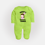 Daddy's Princess Sleep Suit / Full Sleeve Body Suit | Custom Baby Outfit for Daddy's Darling - LIME GREEN - New Born (Chest 7.5")
