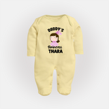 Daddy's Princess Sleep Suit / Full Sleeve Body Suit | Custom Baby Outfit for Daddy's Darling - PASTEL YELLOW - New Born (Chest 7.5")