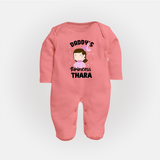 Daddy's Princess Sleep Suit / Full Sleeve Body Suit | Custom Baby Outfit for Daddy's Darling - PEACH - New Born (Chest 7.5")