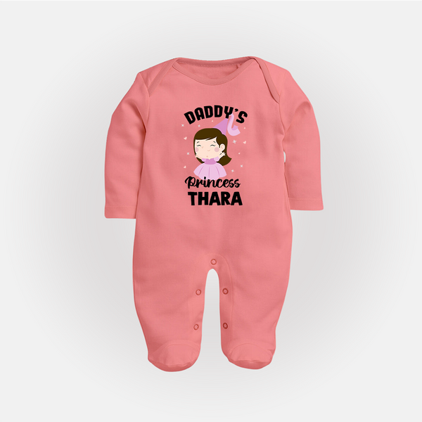 Daddy's Princess Sleep Suit / Full Sleeve Body Suit | Custom Baby Outfit for Daddy's Darling - PEACH - New Born (Chest 7.5")