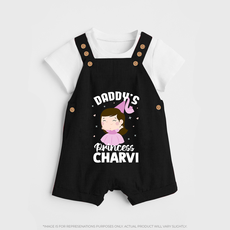Daddy's Princess Dungaree Set | Custom Baby Outfit for Daddy's Darling - BLACK - 0 - 5 Months Old (Chest 18")