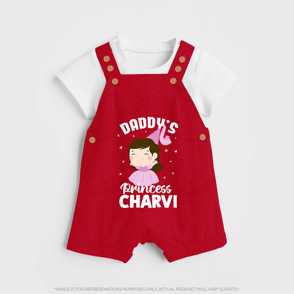 Daddy's Princess Dungaree Set | Custom Baby Outfit for Daddy's Darling - RED - 0 - 5 Months Old (Chest 18")