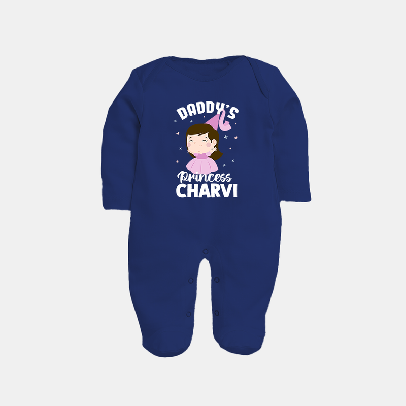 Daddy's Princess Sleep Suit / Full Sleeve Body Suit | Custom Baby Outfit for Daddy's Darling - NAVY BLUE - New Born (Chest 7.5")