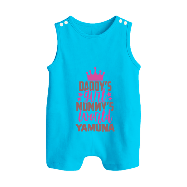 Daddy's Girl Mommy's World Romper Suit / Sleeveless Romper | Personalized Baby Romper Suit / Sleeveless Romper for Daddy's Girl - SKY BLUE - 0 - 5 Months Old (Chest 18")