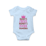 Daddy's Girl Mommy's World Romper / Onesie | Personalized Baby Romper / Onesie for Daddy's Girl - BABY BLUE - New Born (Chest 14")