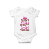 Daddy's Girl Mommy's World Romper / Onesie | Personalized Baby Romper / Onesie for Daddy's Girl - WHITE - New Born (Chest 14")