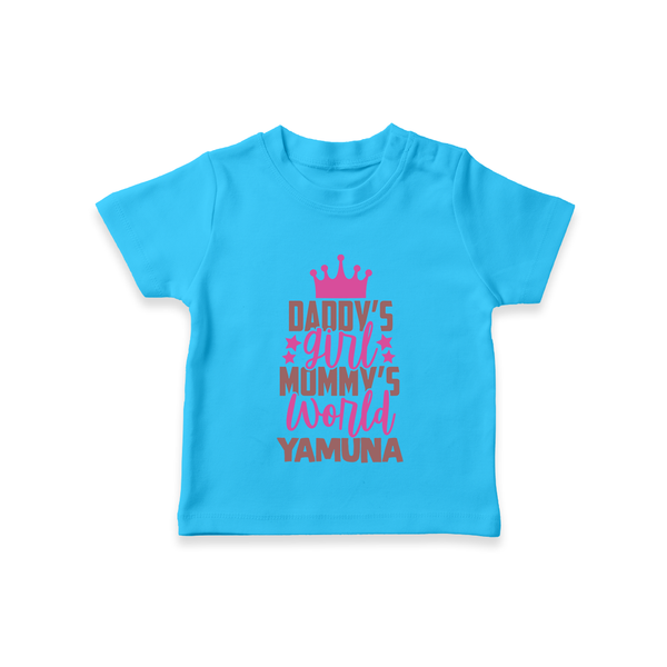 Daddy's Girl Mommy's World T-Shirt | Personalized Baby T-Shirt for Daddy's Girl - SKY BLUE - 0-5 Months Old (Chest 17")