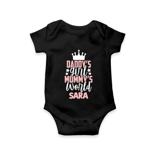 Daddy's Girl Mommy's World Romper / Onesie | Personalized Baby Romper / Onesie for Daddy's Girl - BLACK - New Born (Chest 14")