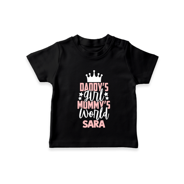 Daddy's Girl Mommy's World T-Shirt | Personalized Baby T-Shirt for Daddy's Girl - BLACK - 0-5 Months Old (Chest 17")