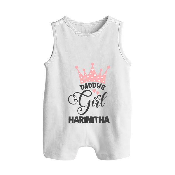 Daddy's Girl Romper Suit / Sleeveless Romper | Personalized Baby Romper Suit / Sleeveless Romper for Daddy's Girl - WHITE - 0 - 5 Months Old (Chest 18")