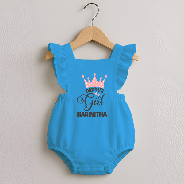 Daddy's Girl Romper Frock | Personalized Baby Romper Frock for Daddy's Girl - SKY BLUE - 0 - 3 Months Old (Chest 19")