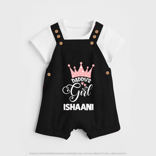 Daddy's Girl Dungaree Set | Personalized Baby Dungaree Set for Daddy's Girl - BLACK - 0 - 5 Months Old (Chest 18")