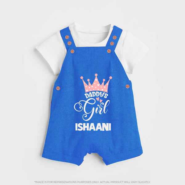 Daddy's Girl Dungaree Set | Personalized Baby Dungaree Set for Daddy's Girl - COBALT BLUE - 0 - 5 Months Old (Chest 18")