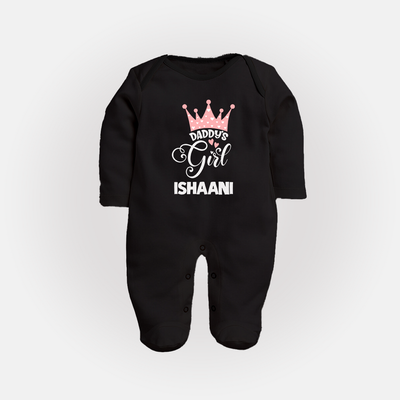 Daddy's Girl Sleep Suit / Full Sleeve Body Suit | Personalized Baby Sleep Suit / Full Sleeve Body Suit for Daddy's Girl - BLACK - New Born (Chest 7.5")