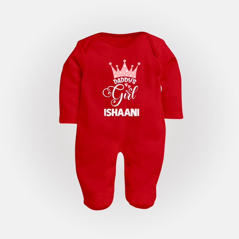 Daddy's Girl Sleep Suit / Full Sleeve Body Suit | Personalized Baby Sleep Suit / Full Sleeve Body Suit for Daddy's Girl - RED - New Born (Chest 7.5")