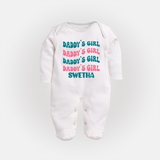 Daddy's Girl Sleep Suit / Full Sleeve Body Suit | Custom Baby Sleep Suit / Full Sleeve Body Suit for Daddy's Little Girl - WHITE - New Born (Chest 7.5")