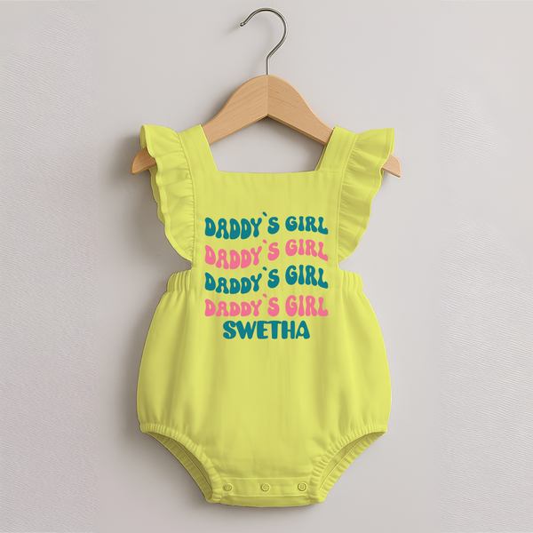 Daddy's Girl Romper Frock | Custom Baby Romper Frock for Daddy's Little Girl - PASTEL YELLOW - 0 - 3 Months Old (Chest 19")