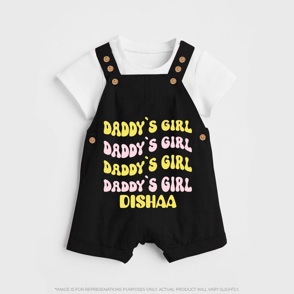 Daddy's Girl Dungaree Set | Custom Baby Dungaree Set for Daddy's Little Girl - BLACK - 0 - 5 Months Old (Chest 18")