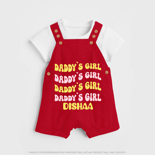 Daddy's Girl Dungaree Set | Custom Baby Dungaree Set for Daddy's Little Girl - RED - 0 - 5 Months Old (Chest 18")