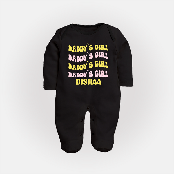 Daddy's Girl Sleep Suit / Full Sleeve Body Suit | Custom Baby Sleep Suit / Full Sleeve Body Suit for Daddy's Little Girl - BLACK - New Born (Chest 7.5")