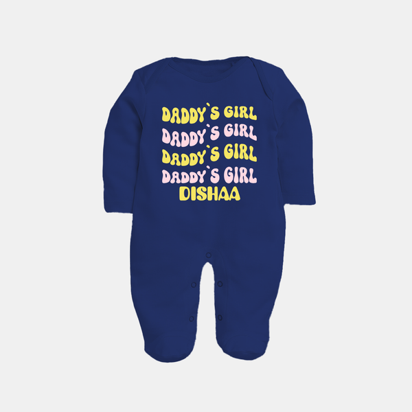 Daddy's Girl Sleep Suit / Full Sleeve Body Suit | Custom Baby Sleep Suit / Full Sleeve Body Suit for Daddy's Little Girl - NAVY BLUE - New Born (Chest 7.5")