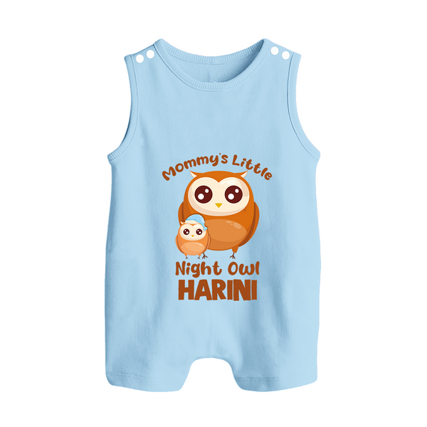 Mommy's Little Night Owl Romper Suit / Sleeveless Romper | Personalized Baby Romper Suit / Sleeveless Romper for the Little Night Owl - BABY BLUE - 0 - 5 Months Old (Chest 18")