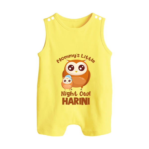 Mommy's Little Night Owl Romper Suit / Sleeveless Romper | Personalized Baby Romper Suit / Sleeveless Romper for the Little Night Owl - PASTEL YELLOW - 0 - 5 Months Old (Chest 18")