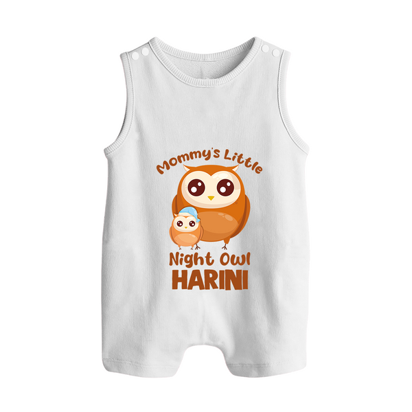 Mommy's Little Night Owl Romper Suit / Sleeveless Romper | Personalized Baby Romper Suit / Sleeveless Romper for the Little Night Owl - WHITE - 0 - 5 Months Old (Chest 18")