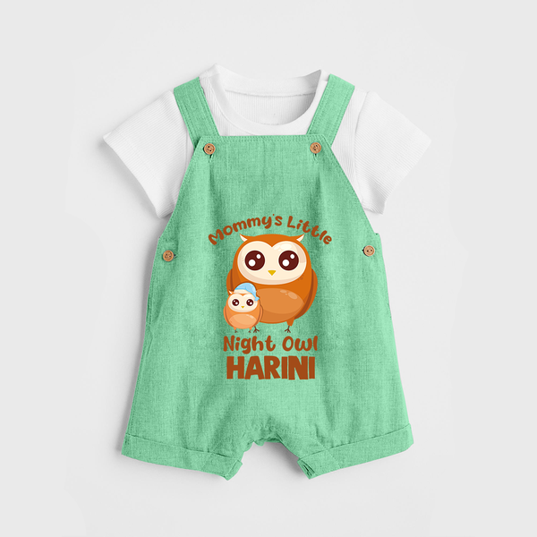 Mommy's Little Night Owl Dungaree Set | Personalized Baby Dungaree Set for the Little Night Owl - GREEN - 0 - 5 Months Old (Chest 18")