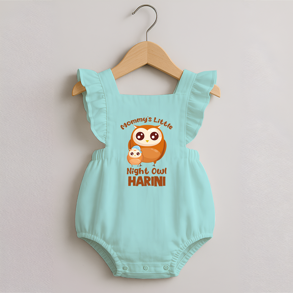 Mommy's Little Night Owl Romper Frock | Personalized Baby Romper Frock for the Little Night Owl - MINT GREEN - 0 - 3 Months Old (Chest 19")