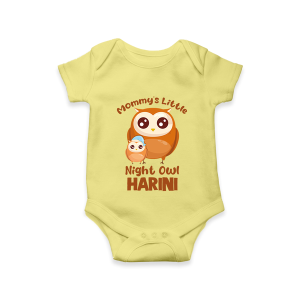 Mommy's Little Night Owl Romper / Onesie | Personalized Baby Romper / Onesie for the Little Night Owl - PASTEL YELLOW - New Born (Chest 14")