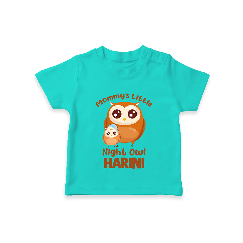 Mommy's Little Night Owl T-Shirt | Personalized Baby T-Shirt for the Little Night Owl - TEAL - 0-5 Months Old (Chest 17")