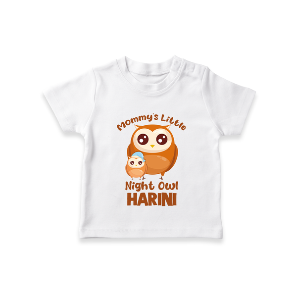 Mommy's Little Night Owl T-Shirt | Personalized Baby T-Shirt for the Little Night Owl - WHITE - 0-5 Months Old (Chest 17")