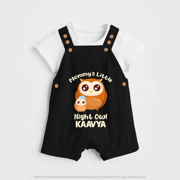 Mommy's Little Night Owl Dungaree Set | Personalized Baby Dungaree Set for the Little Night Owl - BLACK - 0 - 5 Months Old (Chest 18")