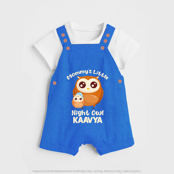 Mommy's Little Night Owl Dungaree Set | Personalized Baby Dungaree Set for the Little Night Owl - COBALT BLUE - 0 - 5 Months Old (Chest 18")